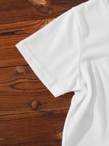 幼儿男童休闲趣味恐龙针织印花 T 恤，可爱简约设计，适合夏季