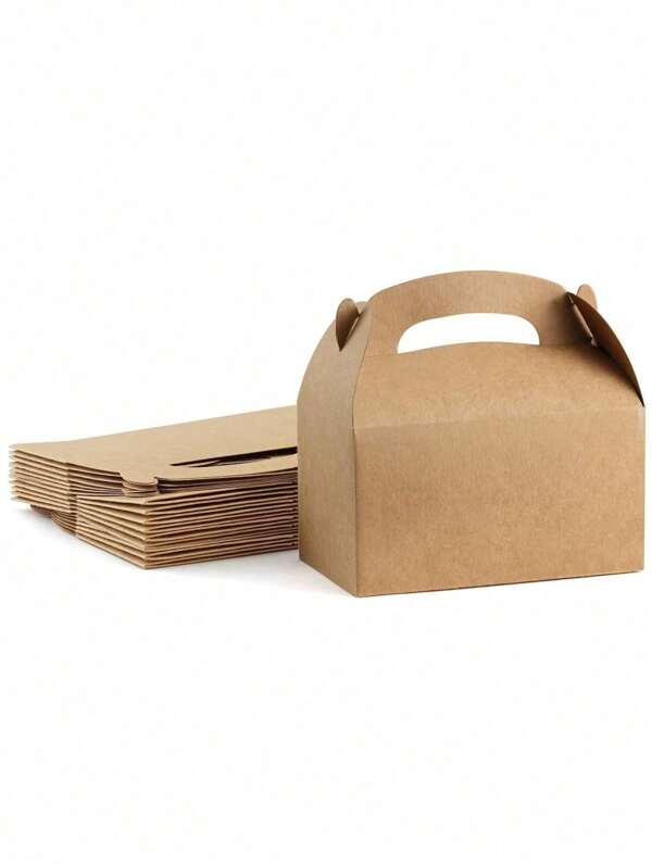 SHEIN 20 cajas de dulces para fiesta Moretoes, caja de regalo de papel marrón de 6 x 3.5 x 3.5 pulgadas con asa, para almacenar dulces, magdalenas, galletas