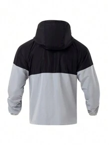 Manfinity Sport Corelite Men's Contrast Color Long Sleeve Zipper Collar Hoodie Sports Jacket - Black - View 2