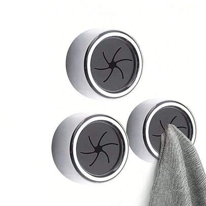 SHEIN 3pcs Kitchen Towel Holder, Self Adhesive Wall Dish Towel Hook, Round Wall Mount Towel Holder For Bathroom, Kitchen And Home, Wall, Cabinet, Garage, No Drilling Required
