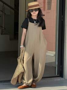 Dazy Kids 2pcs Tween Girl Solid Color Short Sleeve Top And Bottom Set