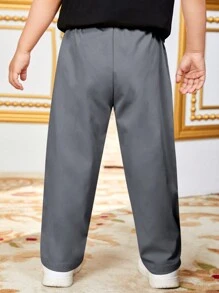 Tween Boys' Casual Solid Color Woven Relaxed Fit Pants - Grey - View 2