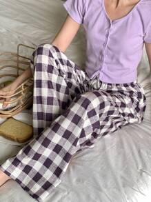 DAZY 简约格子女士春季睡裤