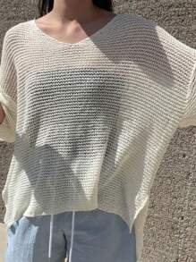 DAZY 宽松镂空简约女式毛衣，休闲简约时尚日常穿着秋季