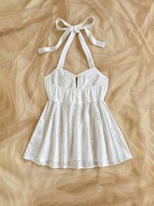 Soleia 女士全新细肩带系带吊带背心，夏季吊带衬衫 - 白色 - 查看 2