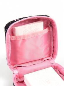 Luiza Werlang رمضان حقيبة تجميل جميلة ذات نمط قلب وفراشة باللونين الأسود والوردي، للتخزين، مناسبة لعيد الحب