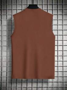 Manfinity RSRT Men's Casual Palm Tree Graphic Round Neck Tank Top - Brown - View 2