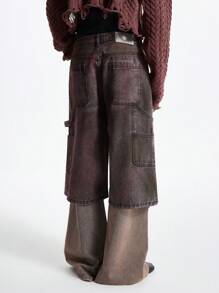 NEON BLANC 男士街头时尚牛仔短裤，带水钻装饰，街头时尚版，Emo 风格 - 紫色 - 查看 3