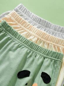 SHEIN 3 件套男婴可爱动物考拉熊和小狗印花耳饰休闲裤，百搭百搭长裤，莫兰迪混合，适合家居、休闲、户外活动、所有季节