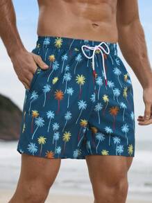 Surfspeed Men's Tie Front Printed Pocket Casual Beach Pants, Vacation & Leisure Men Swim Trunks - Multicolor - View 5