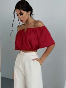 Aloruh 女士露肩收腰休闲衬衫上衣