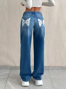 WOMEN LOW WAIST STRAIGHT JEANS - Light Wash - View 3