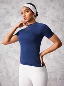 Seamluxe SHEIN Sport Women's Seamless High Elasticity Workout Short Sleeve Top