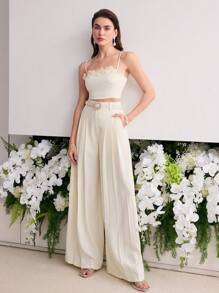 MOTF Soiréza PANTALONES DE TRAJE CON PATA ANCHA FRUNCIDA