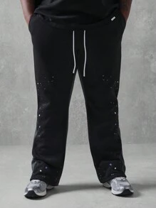 SUMWON Pantalon de survêtement ample avec éclaboussures de peinture, coupe évasée. Bas d'entraînement de mode urbaine, pantalon jogging tout saison. Tenue décontractée pour l'athléisme