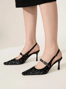 CUCCOO CHICEST Tacones de aguja decorados con rhinestones de moda para mujer