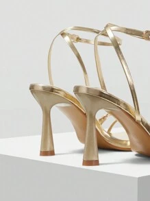 MOTF PREMIUM WOMEN'S SOLID COLOR FASHIONABLE SIMPLE SQUARE TOE ANKLE STRAP HIGH HEEL SANDALS, SPRING SHOES, SPRING BREAK EASTER PROM HEELS