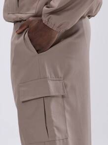 Musero Woven Straight Leg Pocket Joggers - Brown - View 5