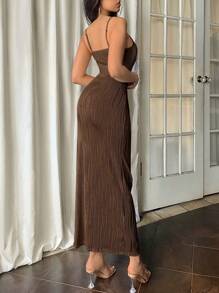 Firerie Váy không tay hở lưng màu mơ cho nữ - Cà phê - Xem 3