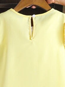 SHEIN 1 pieza Vestido de moda lindo con volantes en estilo floral 3D de color amarillo para niñas preadolescentes, primavera/verano - Albaricoque - Ver 5