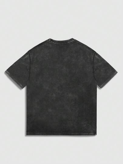 Grunge Punk Men's Grunge Crew Neck Short Sleeve Printed Casual T-Shirt, Minimalist Daily Wear