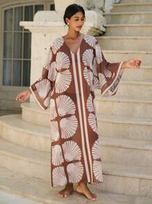 Swim Mulvari Cubre todo de mujer de manga larga con cuello en V para el verano, diseñado elegantemente para vacaciones y uso diario casual