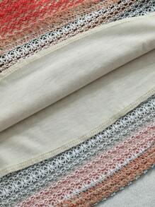 SHEIN 斋月女孩休闲度假波西米亚条纹针织腰部饰边拼布荷叶边下摆连衣裙配单肩包，夏季 - 彩色 - 查看 4