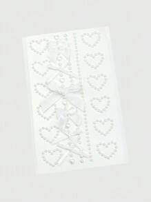 ROMWE Kawaii 1 件蝴蝶和心形闪光脸部珠宝贴纸 - 白色 - 查看 2