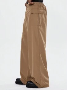 Musero Men Baggy Wide Leg Plain Style Elasticated Waistband Trousers Winter Streetstyle - Multicolor - View 3