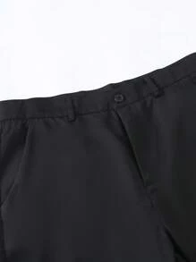 Manfinity Mode 大码男式 2 件套纯色翻领长袖西装外套和裤子