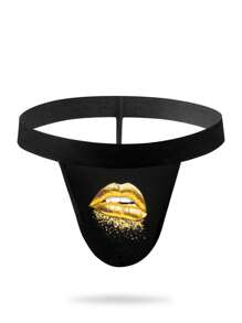 Ropa interior minimalista y sexy con estampado de labios para hombre, para usar todos los días de manera casual