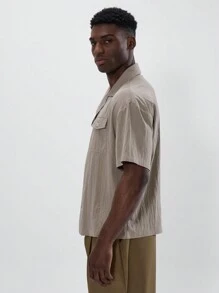 Long Sleeve Button Through Colared Shirt Basics Smart Style Shirt SPRING SUMMER Essentials Layering - Coffee Brown - View 2
