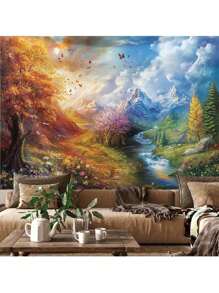 1 件风景印花挂毯，房间装饰壁挂，家居装饰