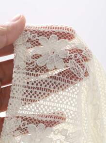 DAZY Jednolita koronkowa bluzka damska z krótkim rękawem, dopasowana na lato, top typu babydoll