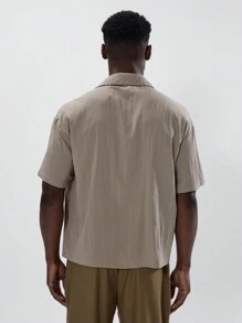 Long Sleeve Button Through Colared Shirt Basics Smart Style Shirt SPRING SUMMER Essentials Layering - Coffee Brown - View 3