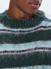 Musero Fluffy Knit Mohair Contrast Striped Crewneck Jumper SPRING SUMMER - Multicolor - View 6