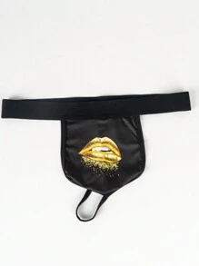 Ropa interior minimalista y sexy con estampado de labios para hombre, para usar todos los días de manera casual