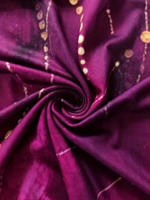 Women's Elegant Long Dress With Sparkling Dot And Line Print, Deep Purple Fall Cloth For Women - Multicolor - View 4