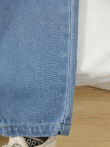 Baby Boy Elastic Waist Pockets Loose Tapered Casual Denim Jeans