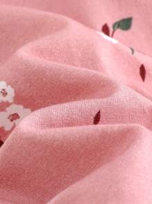 Cozy Pixies 新生女婴花卉印花针织柔软圆领长袖连脚连体衣 - 粉色 - 查看 5
