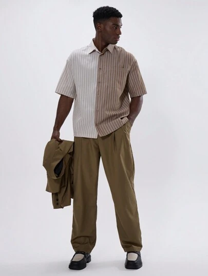 Musero Double Colourway Striped Button Through Short Sleeve Collared Shirt Top Spring Summer Essentials