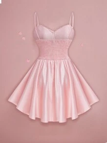 Sweetra Plus Size Women's Summer Lace Collar Decoration Backless Tight Fit A-Line Slip Cute Party Dress, Graduation Dress, Pink Homecoming Dress