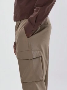 Musero Straight Leg Utility Chino Cargo Trousers - Brown - View 5