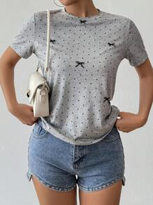 EMERY ROSE Women's Casual Loose Round Neck Short Sleeve T-Shirt, Spring/Summer