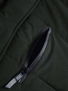 Manfinity Homme Men's Padded Coat With Removable Fur Lining, Cold Proof - Army Green - View 7