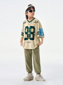 Coolane Kids 青少年春夏简约印花短袖T恤 - 卡其色 - 查看 4