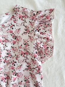 SHEIN Tween Girls Spring Pink Casual Retro Elegant Wave Stripe Printed Top And Elastic Waist Long Pants 2 Pieces Suit, Suitable For Home And Outing