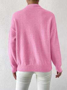 EMERY ROSE Damen Rundhals Langarm einfacher rosa gestrickter Pullover, Lässig Alltagsmode
