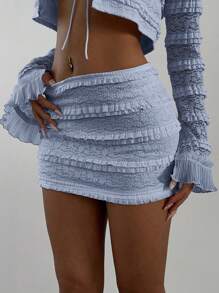 Aloruh Women Lace Cake Net Mesh Mini Skirt