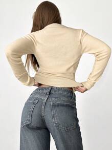 Aloruh Women's Autumn/Winter Polo Collar Half-Zip Button Up Long Sleeve Slim Fit Sweater